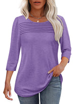 Hot Sale - 3/4 Length Sleeve Top Pleated Front T-Shirt
