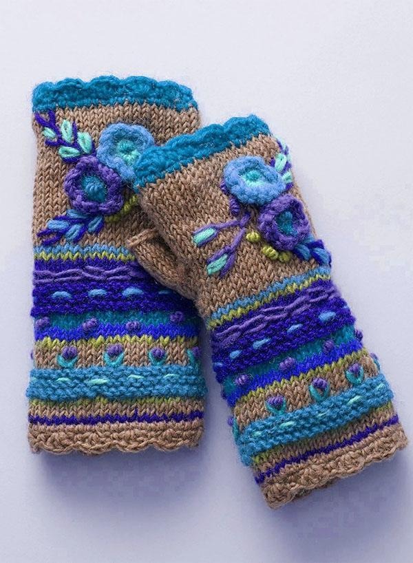 Floral Knitted Casual Warm Gloves