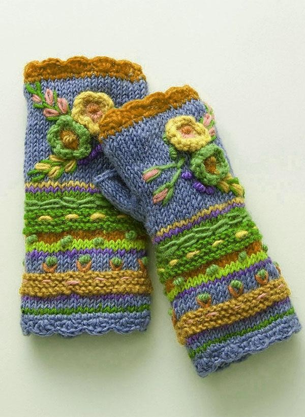 Floral Knitted Casual Warm Gloves