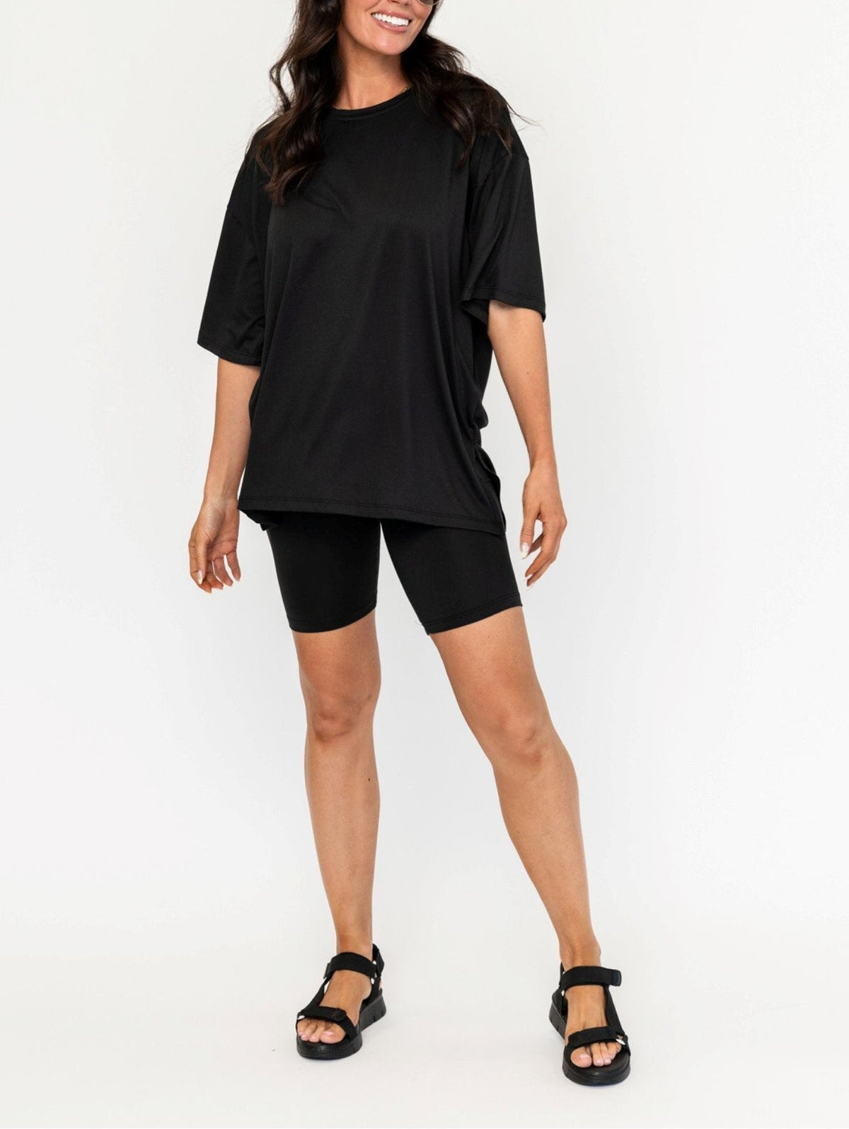 Women's Summer Crew Neck Oversized Biker Set