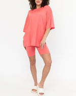 Women's Oversized Solid Biker Short Set