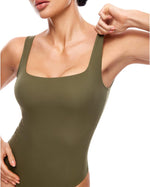 Women's Square Neck Sleeveless Thong Bodysuit