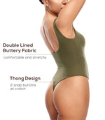 Women's Square Neck Sleeveless Thong Bodysuit