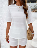 Women's Casual Pullover Top and Shorts Set