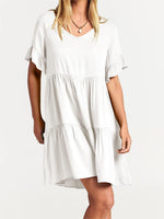 Casual Ruffle A-Line Flowy Mini Beach Dress