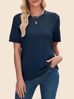 Women's Summer Hollow Out Short Sleeve Knit Tops