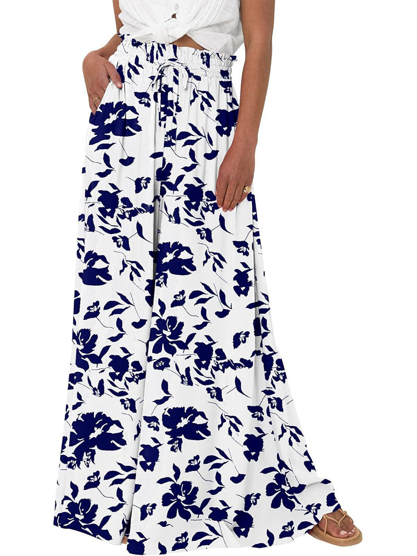 Women's Soft Floral Print Wide Leg Pants