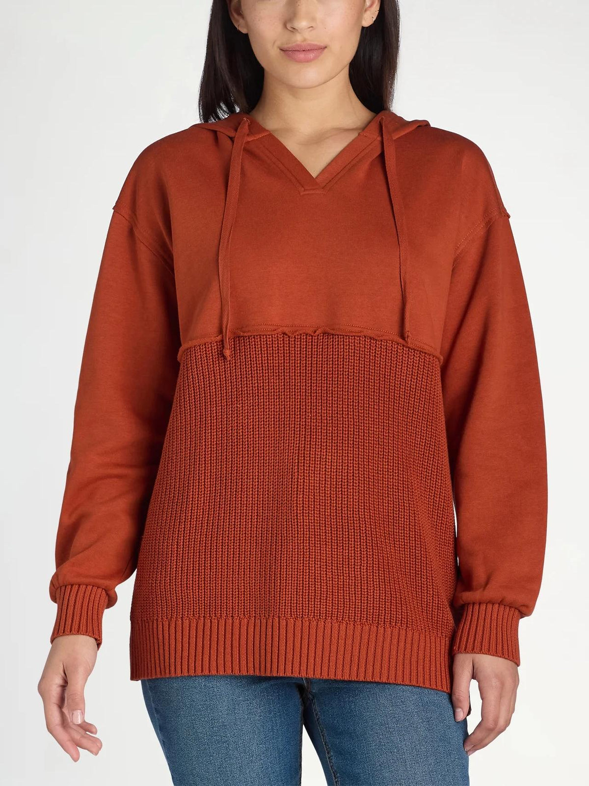 Women's Casual Mix Media Hoodie