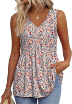 Women's V Neck Printed Tank Top