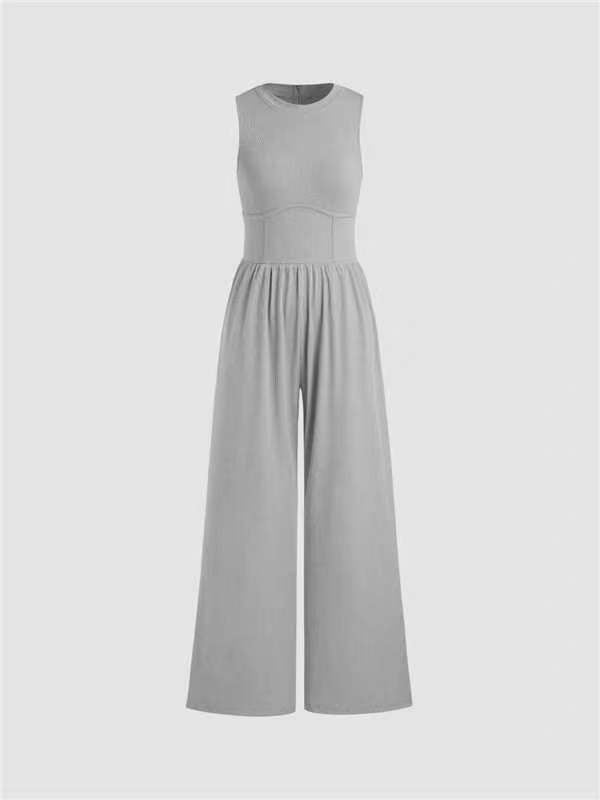 Women's Solid Sleeveless Wide Leg Jumpsuit