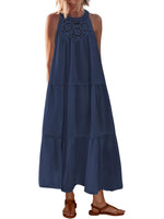 2026 Women's Boho Sleeveless Hollow Out Maxi Dress