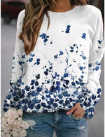 Floral Print Crew Neck Vacation Long Sleeves Sweatshirt