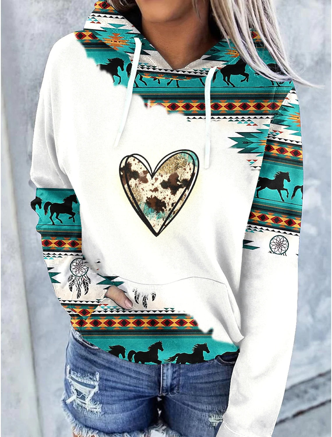 Animal 3D Print Hooded Long Sleeves Sweatshirt