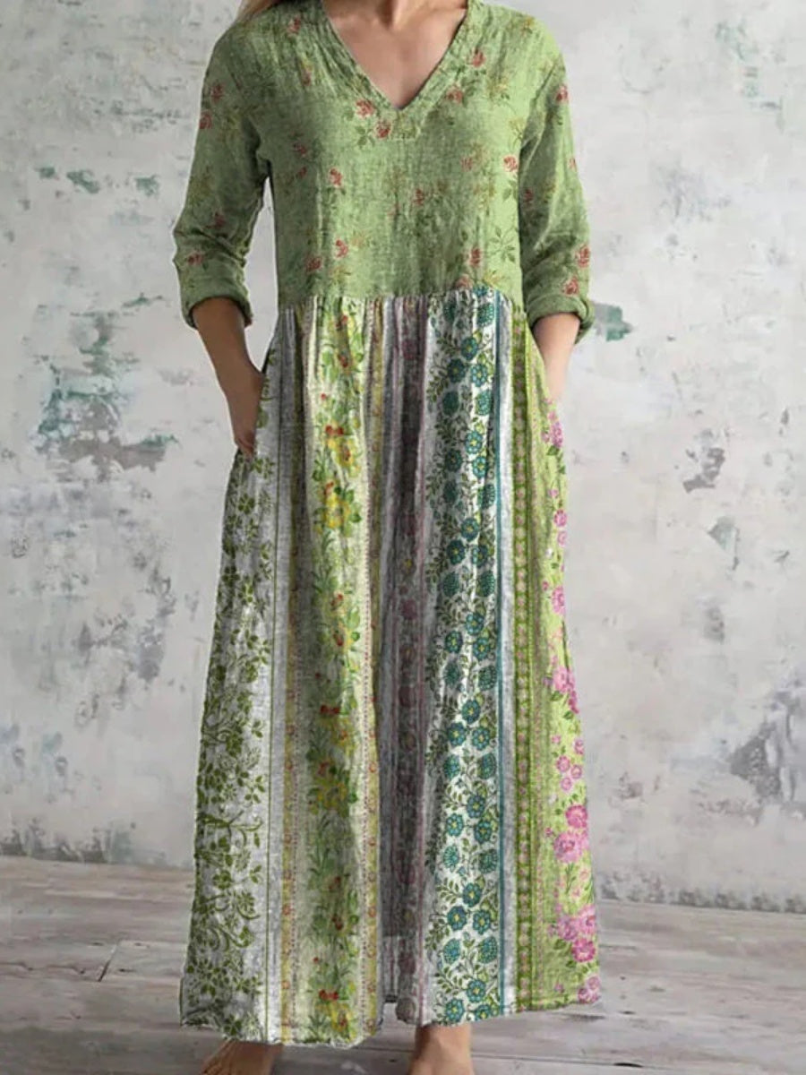 Vintage Floral Print Dress