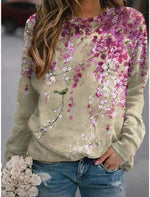 Floral Print Round Neck Long Sleeves Sweatshirt