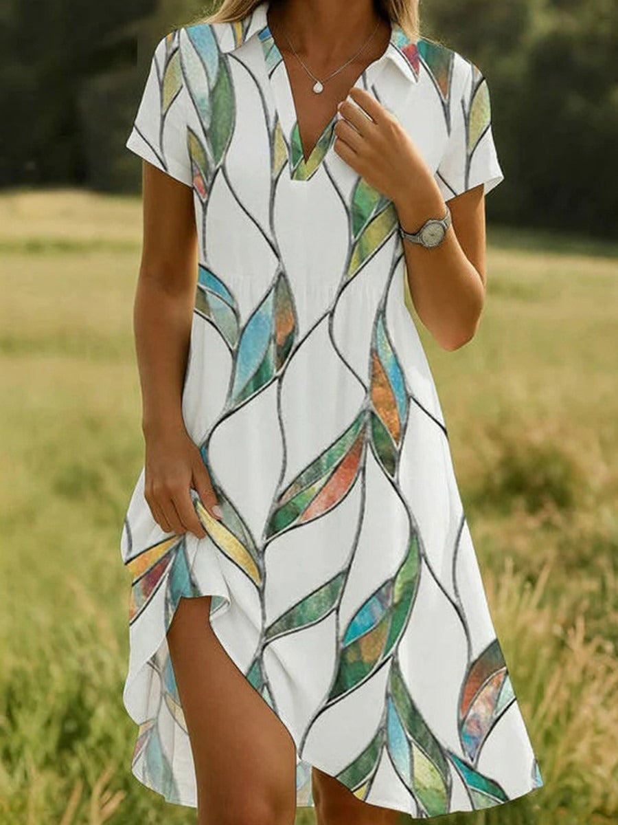 Casual Vintage Short Sleeve Dress