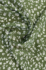 Green Ditsy Floral Short Sleeve Crew Neck Casual Midi Dress