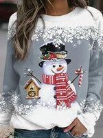 Popular Snowman Print Long Sleeve Sweatshirt