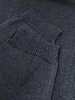 Gray Crew Neck Long Sleeve Comfy Button Down Knit Sweater