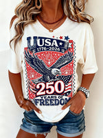 Women's Independence Day Graphic Print Crew Neck Casual Short Sleeve T-Shirt