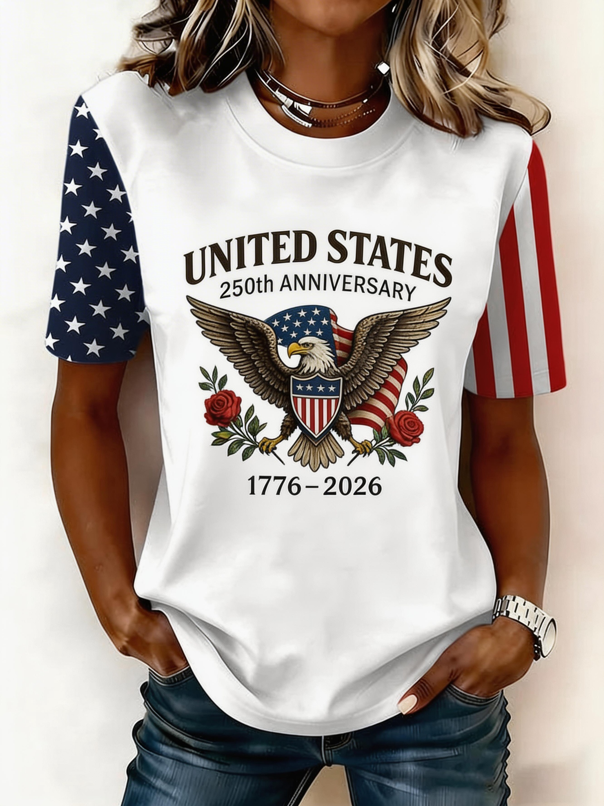 Women's United States 250th Anniversary Eagle Graphic Crew Neck T-Shirt