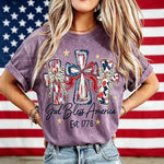 God Bless America Vintage T-Shirt ¡§C USA 250th Anniversary Washed Graphic Tee