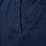 Women'sV Neck Rolled Short Sleeve Loose Blouse with Asymmetric Curved Hem