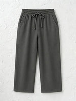 Women's Solid Color Breathable Linen Blend Casual Capri Pants For Daily Wear
