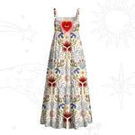 Sacred Flame Heart Wide Straps Maxi Dress