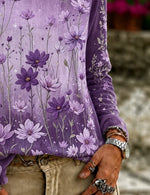 Casual Floral Crew Neck Long Sleeve T-shirt