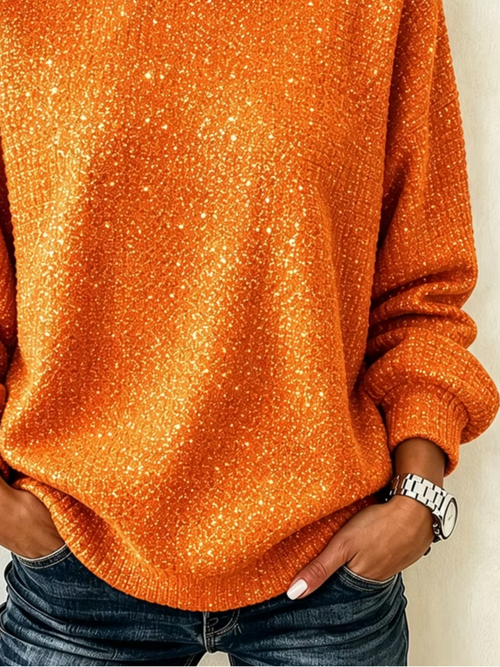 Speckled Crew Neck Long Sleeve Loose Casual Sweatshirt