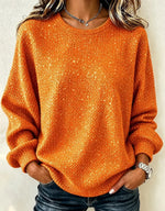 Speckled Crew Neck Long Sleeve Loose Casual Sweatshirt