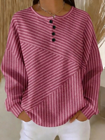 Casual Striped Crew Neck Long Sleeve Sweatshirt