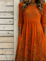 Women Halloween Summer Dress Crew Neck Half Sleeve A-Line Dress