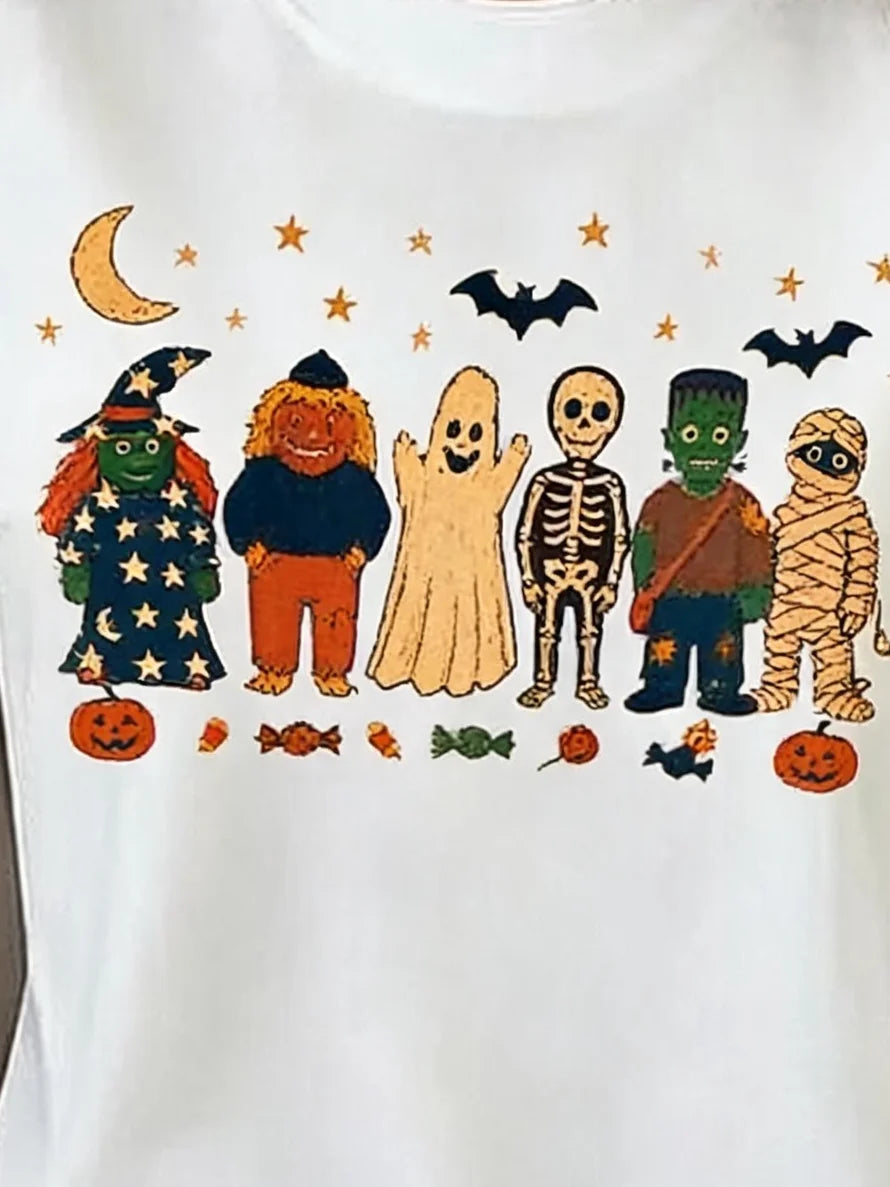 Casual Cartoon Crew Neck Short Sleeve T-shirt