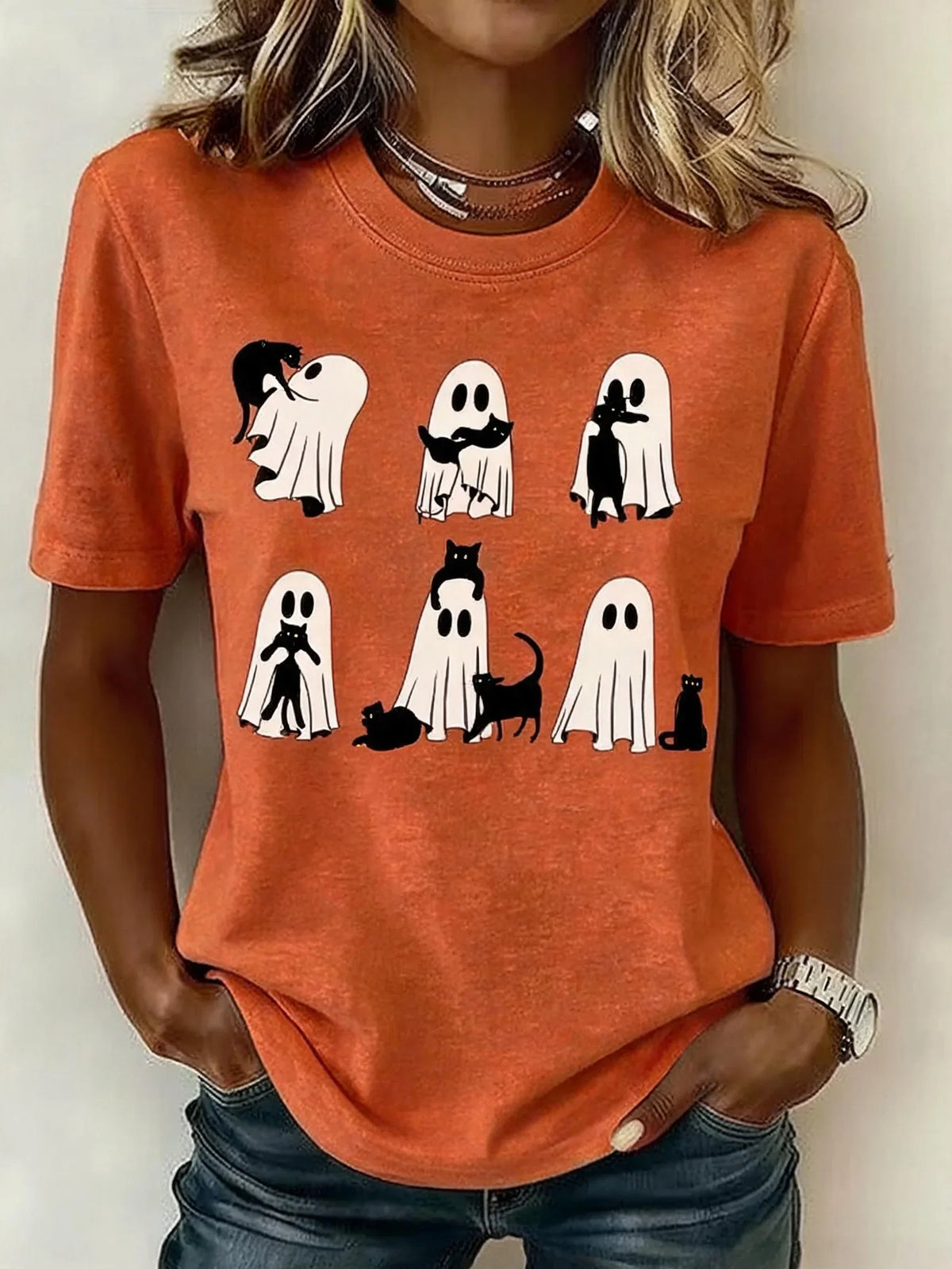 Casual Cartoon Crew Neck Short Sleeve T-shirt