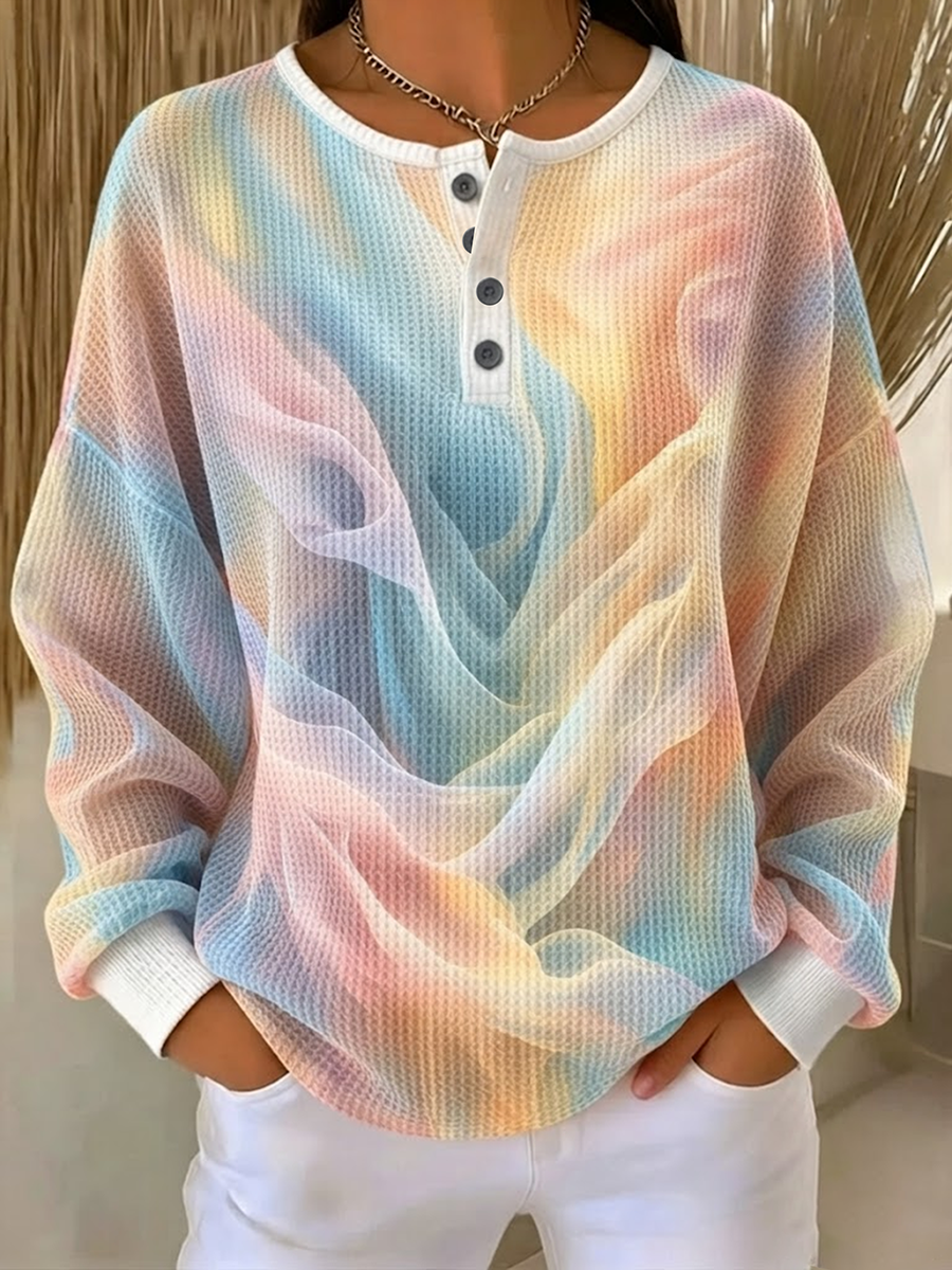 Casual Abstract Crew Neck Long Sleeve Sweatshirt