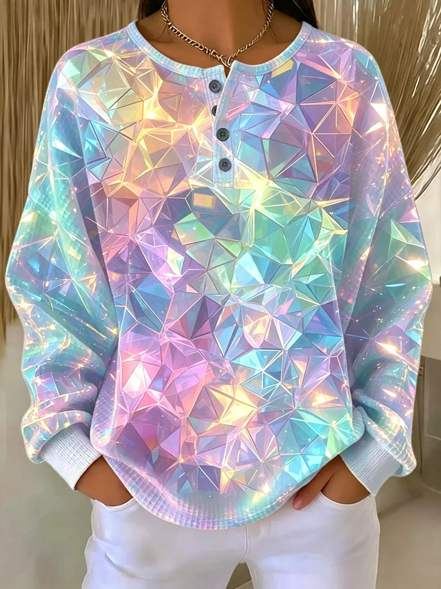Casual Abstract Crew Neck Long Sleeve Sweatshirt