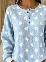 Casual Floral Crew Neck Long Sleeve Sweatshirt