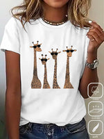 Giraffe Print Crew Neck Loose Fit T-Shirt