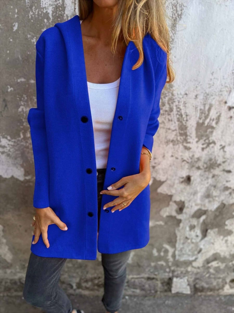 Women's Casual Single Breasted Hooded Jacket