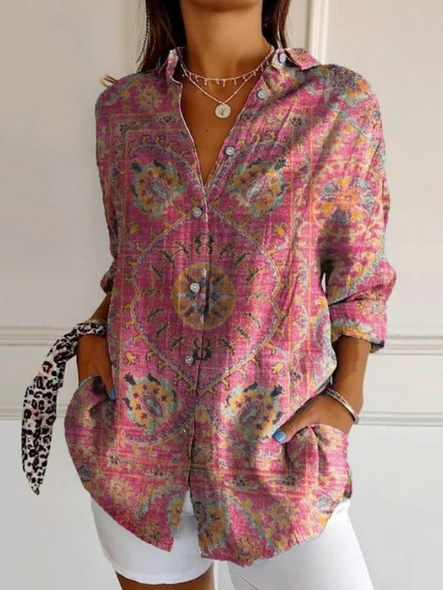 Ethnic Inspired Vintage Print Blouse