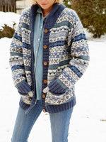 Hand Knitted Shawl Collar Fair Isle Cardigan