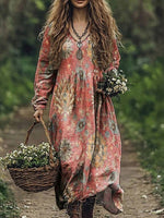 Ethnic-Inspired Vintage Print Dress