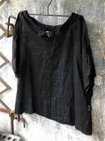 Solid Cotton Blend Top with 3/4 Sleevess