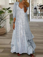 Long Sleeve V-Neck Floral Maxi Dress