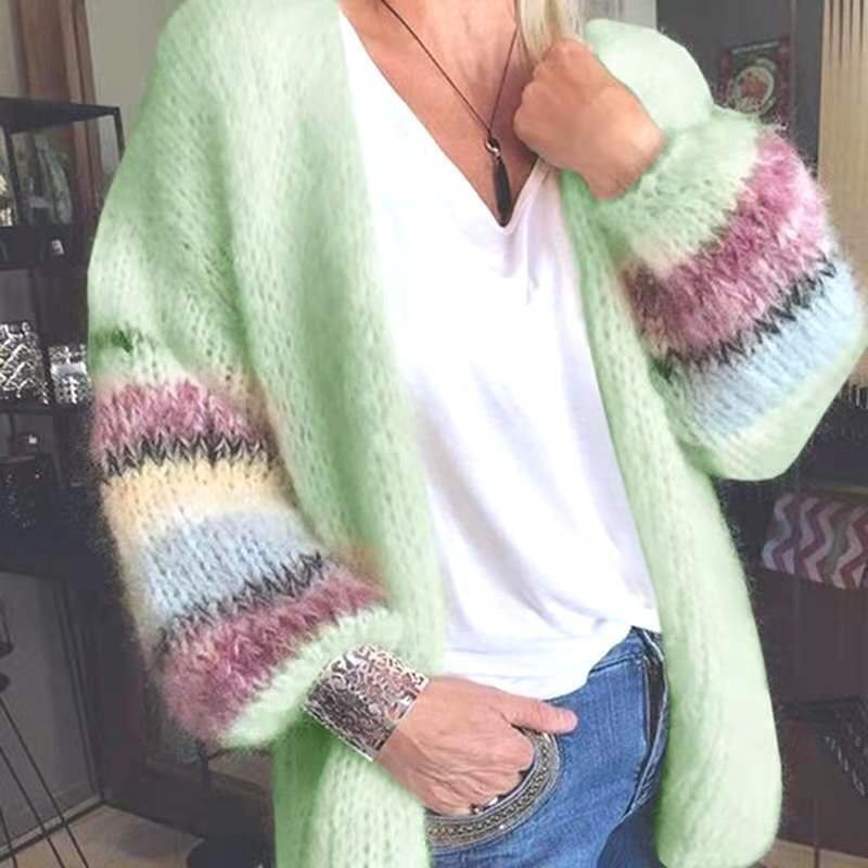 Casual Color Block Long Sleeve Comfy Yarn/Wool Yarn Sweater