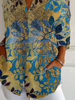 Ethnic Shirt Collar Long Sleeve Regular Loose Casual Shirt