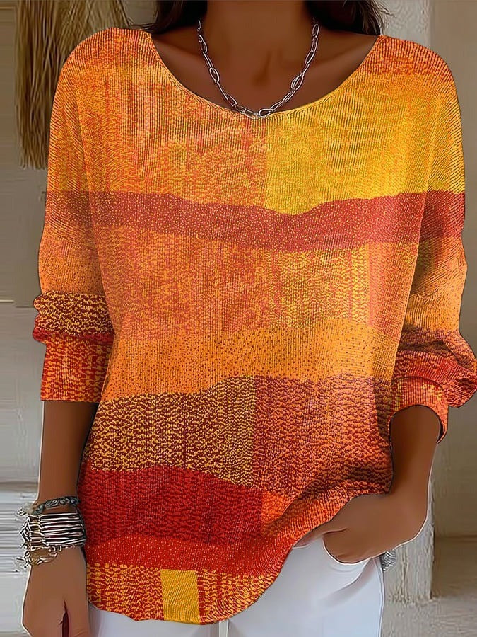 Retro Autumn Print Sweater
