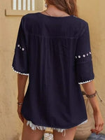 Crew Neck Casual Floral Blouse